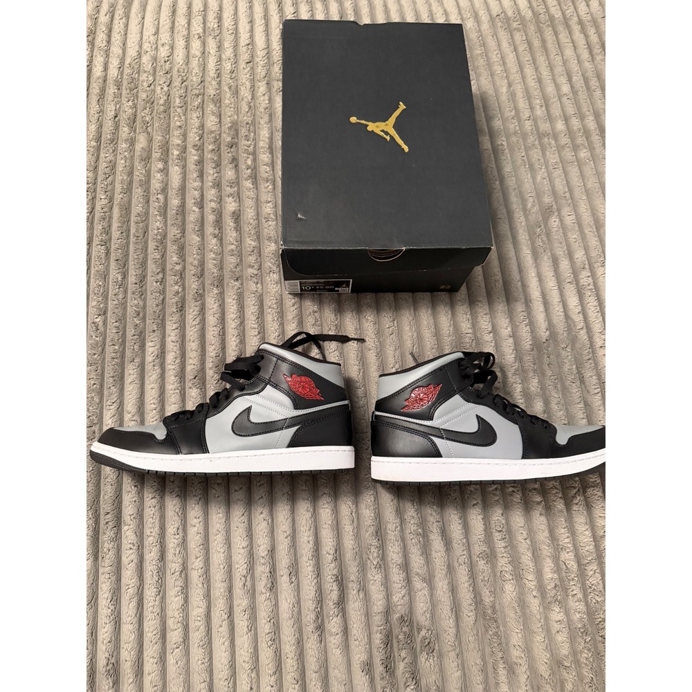 Nike Air Jordan 1 Mid Black Gym Red Particle Grey 554724-096 Mens 10.5